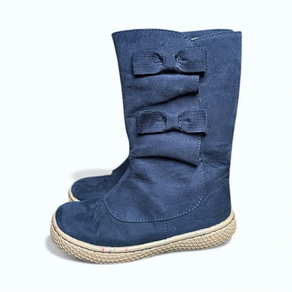 Livie & Luca Navy Neve Boots with Bows Toddler Girl Size 8